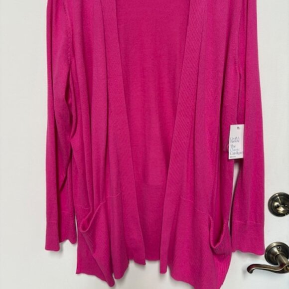 NWT CROFT & BARROW HOT PINK OPEN CARDIGAN. SZ. 1X - Picture 2 of 4